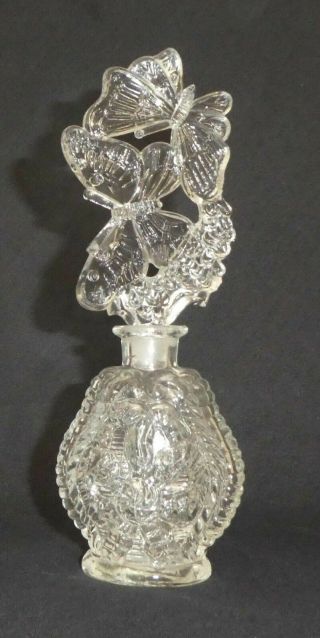Vintage,  Decorative Perfume Bottle With Butterflies And A Fan Stopper