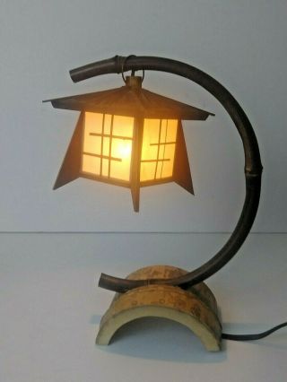 Vintage Japanese Bamboo Lantern Miyabi Andon Lamp Accent Light 2