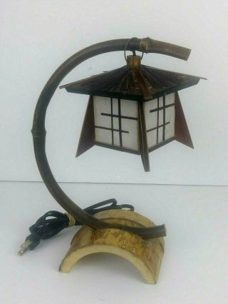 Vintage Japanese Bamboo Lantern Miyabi Andon Lamp Accent Light 4