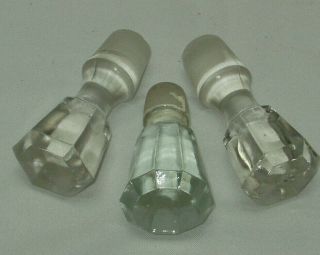 Vintage Clear Glass Decanter/perfume Bottle Stoppers - Solid Glass - Set Of 3
