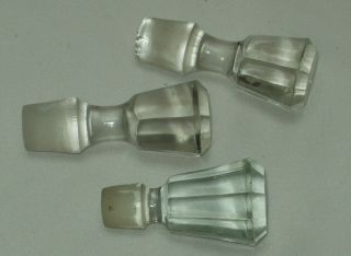 VINTAGE CLEAR GLASS DECANTER/PERFUME BOTTLE STOPPERS - SOLID GLASS - SET OF 3 3