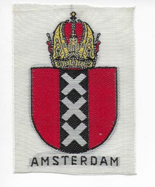 Nederland Amsterdam Old Travel Souvenir Patch Holland Coat Of Arms Crest