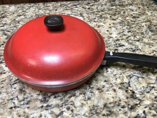 Vintage Red Club Aluminium 10 Inch Skillet With Lid
