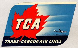 Trans Canada Air Lines Tca Airline Luggage Label
