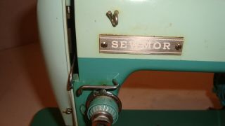 Vintage Sewmor 606 Sewing Machine Green Made in Japan DA900444 4