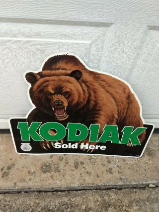 Kodiak Grizzly Bear Embossed Metal Tin Sign Smokeless Tobacco Snuff Man Cave