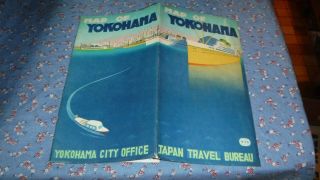 Vintage Map Yohohama Japan Travel Burea Printed Occupied Japan Great Graphics