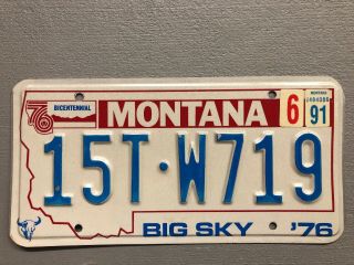 Vintage 1976 Montana License Plate Bicentennial Big Sky 15t - W719 1991 Sticker