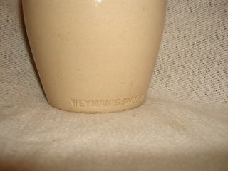 Antique WEYMAN ' S SNUFF Stoneware Jar/Crock w/Cork Lid 2