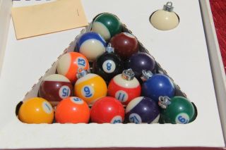 Pool Ball Decor Christmas Tree Ornaments 15,  Cue Balls And Hooks Excel Cond
