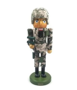 Limited Edition 2009 Us Soldier In Camo Nutcracker 14 Inches Tall