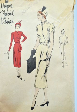 Vintage Vogue Special Design Sewing Pattern 1940 
