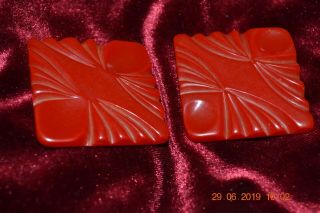 Vintage 1.  5 " Square Red Bakelite Buttons
