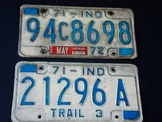 1968 Indiana Automobile License Plates U.  S.  A - - - - - - - - - 2 Plates In Th8is Deal,