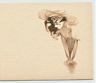 3 VINTAGE 1920 ' s HALLOWEEN Party Place Card FLYING WITCH,  CORN CANDLE,  JOL,  LADY 3