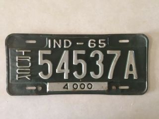 Good Solid 1965 Indiana Truck License Plate See My Other Plates