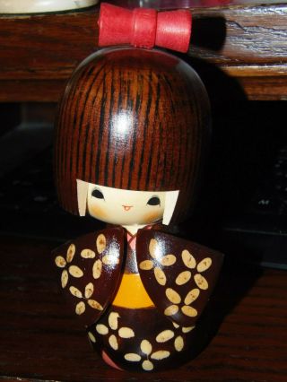 Japanese Kokeshi signed wooden doll 5 