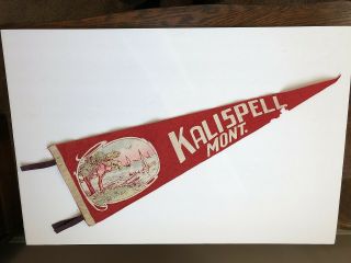 Kalispell,  Montana - 1930/40s Destination Souvenir Felt Pennant / Banner