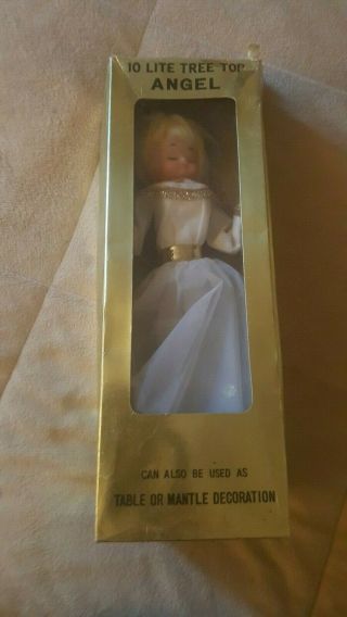 Vintage Xmas White Angel 10 Light Tree Topper Or Table/mantle