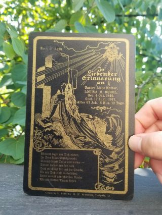 Antique Rock Of Ages Funeral Card Memento Mori Cabinet 1898 Traditional Tattoo