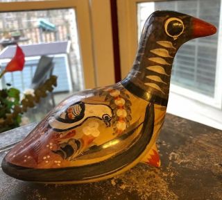 Tonala Pottery Bird Mallard Duck Made In Mexico Mexican Folk Art 5”