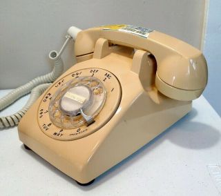 Vintage Beige Rotary Telephone 500dme Western Electric Bell System Desk Top T83