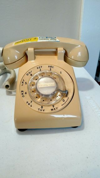 Vintage Beige Rotary Telephone 500DME Western Electric Bell System Desk Top T83 2