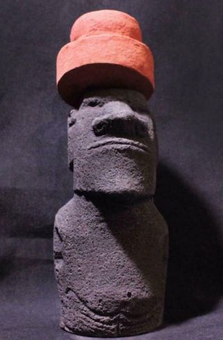 MYSTIC MOAI Easter Island statue with Pukao Hat & authentic back carvings 2