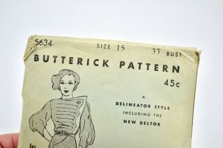Vintage Butterick Sewing Pattern 30s 40s One Piece Dress 5634 Sz 15 3