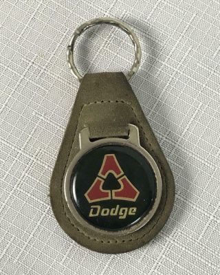 Vintage Dodge Keyring Key Fob Keychain Leather