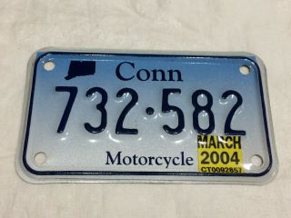 Vintage 2004 Connecticut Motorcycle License Plate Mancave Collectible 732 - 582