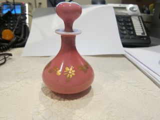 Antique Victorian French Hand Blown Pink Glass Perfume Bottle