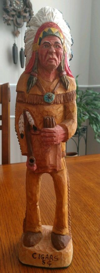Artist Hand Carved Wood Cigar Store Indian Tobacco Advertising Statue