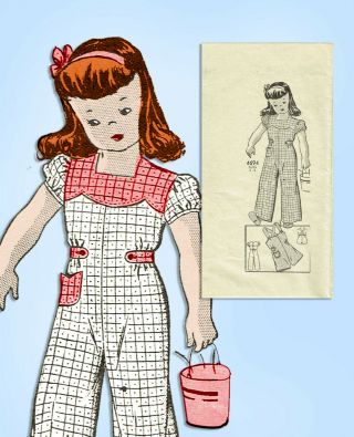 1940s Vintage Anne Adams Sewing Pattern 4694 Cute Toddler Girls Coveralls Size 4