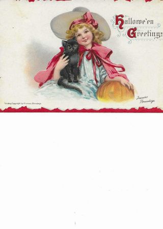 Frances Brundage " Halloween Greetings " Post Card