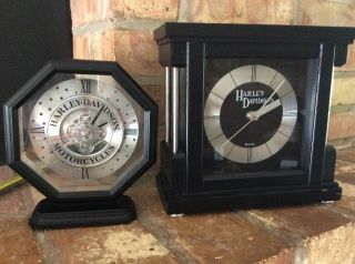 2 Harley - Davidson Clocks Rare Bulova Gift 2008 2002 Mantle Clock Man Cave