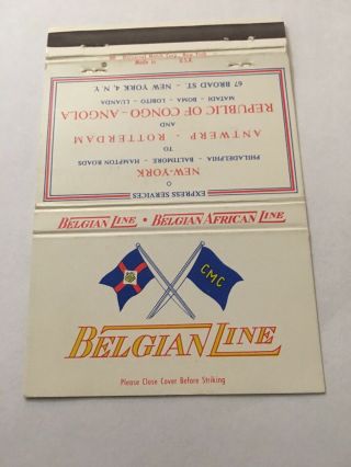 Vintage Matchbook Cover Matchcover Belgian Ship Line York Ny