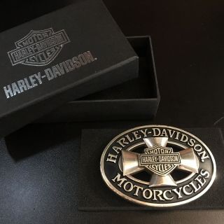 Harley - Davidson®️ Men’s Belt Buckle - Bar And Shield With Iron Cross Behind 2