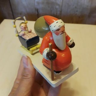 Vintage German Wood Santa With Child Christmas Ornament Figure Kunthaus Schaller