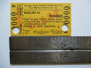 1961 Chicago Rock Island Pacific Railroad Teague Texas Dallas Tx Rr Ticket Pass