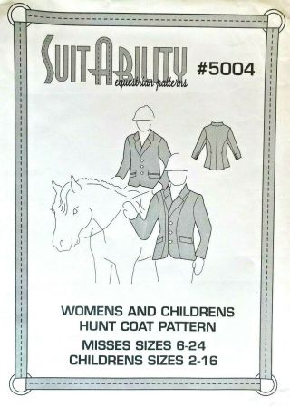 Rare Suit Ability Womens/childrens Hunt Coat Pattern 5004 6 - 24/2 - 16uc