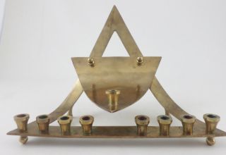 Brass Menorah Candle Holder Judaica - Star Of David Shaped - Vintage