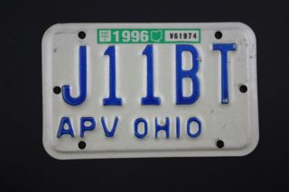 1996 Vintage Ohio License Plate J11bt Apv All Purpose Vehicle