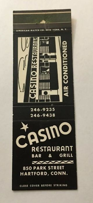 Vintage Matchbook Cover Matchcover Casino Restaurant Bar & Grill Hartford Ct