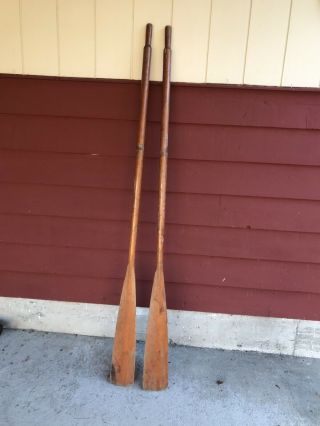Vintage 1960’s Wooden Boat Oars 78” Pair Stamped Canada Cabin Decor