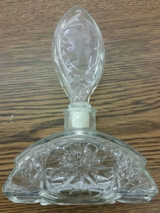 Vintage Empty Refillable Crystal Glass Perfume Bottle Etched Butterfly Stopper