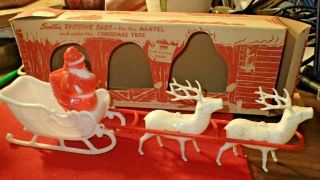 Vintage 1950s Irwin Hard Plastic Santa’s Reindeer Barn Toy,  Box
