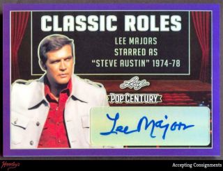 2019 Leaf Pop Century Metal Classic Roles Purple Lee Majors Autograph Auto 4/10