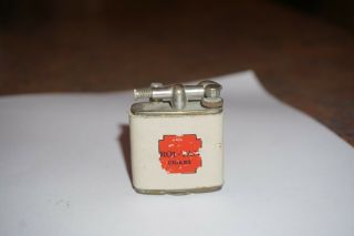 Vintage Premo Lift Arm Lighter With Roi Tan Cigar Ad On Leather Wrap