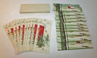 20 Vintage Christmas Cards Winter Farm Scene By Medallion Beverly Hills